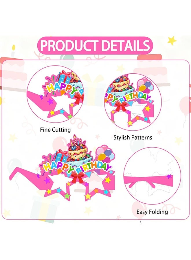 Wffo 16 PCS Happy Birthday Paper Glasses - 8 Styles - Novelty Funny Photo Booth Props, Colorful Birthday Party Glasses for Party Decorations - Image 3